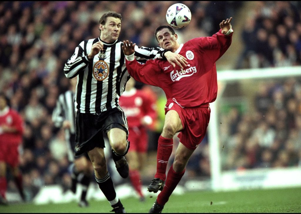 Liverpool v Newcastle Jamie Carragher and Duncan Ferguson