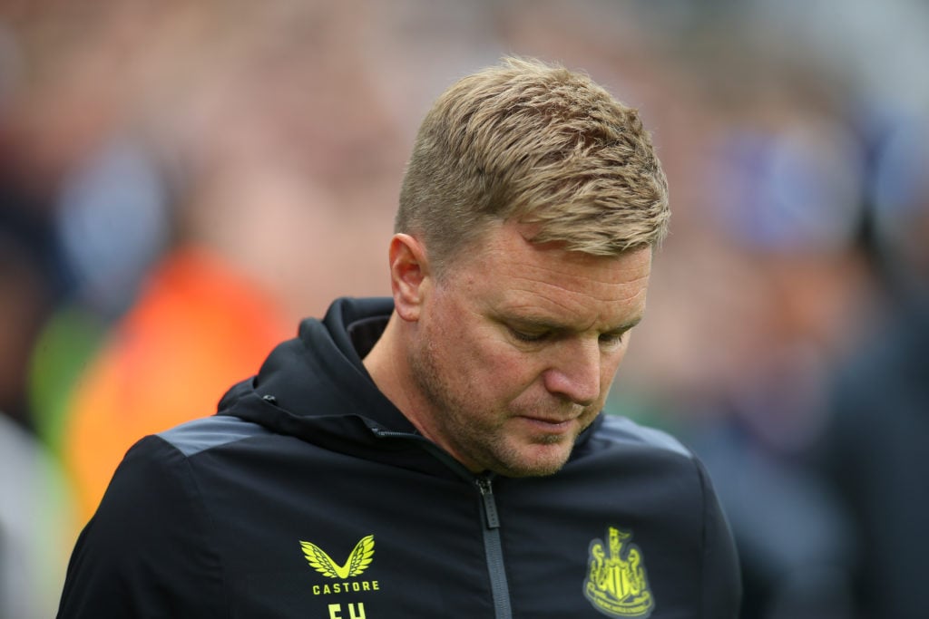Newcastle United manager Eddie Howe looks dejected during Premier League match against Burnley