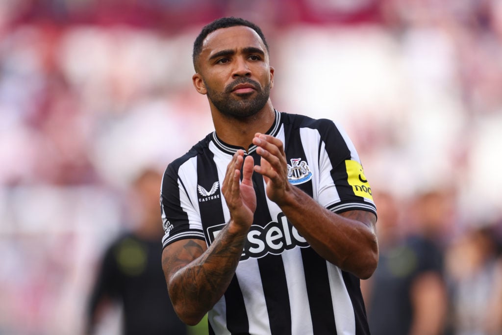Callum Wilson of Newcastle United applauds during the Premier League match between West Ham United and Newcastle United at London Stadium on October 8, 2023