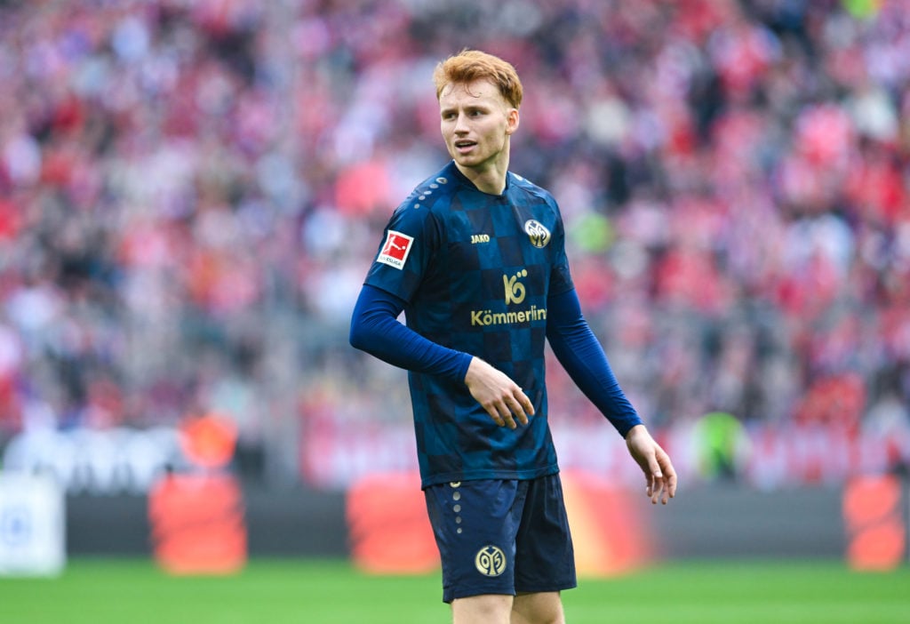 Sepp van den Berg of 1. FSV Mainz 05 looks during the Bundesliga match between FC Bayern München and 1. FSV Mainz 05 at Allianz Arena on March 9, 2...