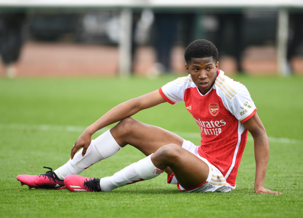 Chido Martin-Obi of Arsenal during the Premier League U18 match between Arsenal and Crystal Palace at Sobha Realty Training Centre on March 16, 202...