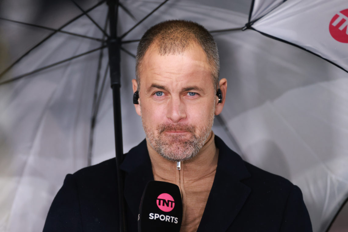 TNT Sport pundit Joe Cole during the Premier League match between West Ham United and Tottenham Hotspur at London Stadium on April 02, 2024 in Lond...