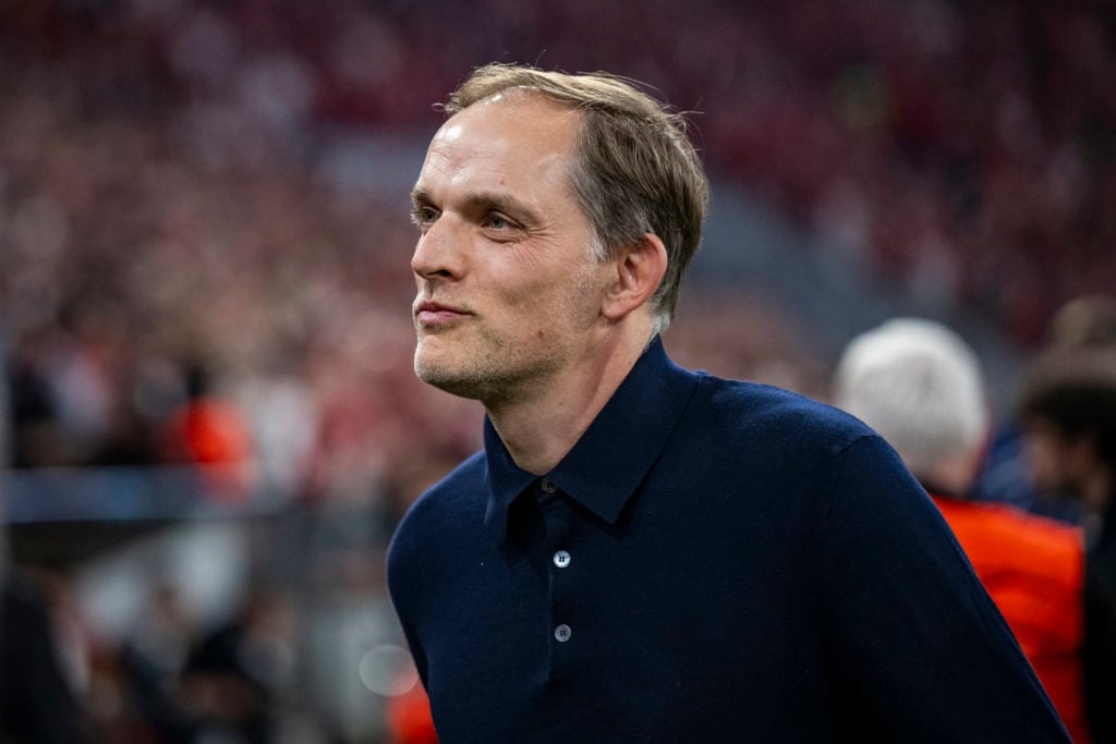 Head Coach Thomas Tuchel of FC Bayern Muenchen looks on before the UEFA Champions League semi-final first leg match between FC Bayern München and R...