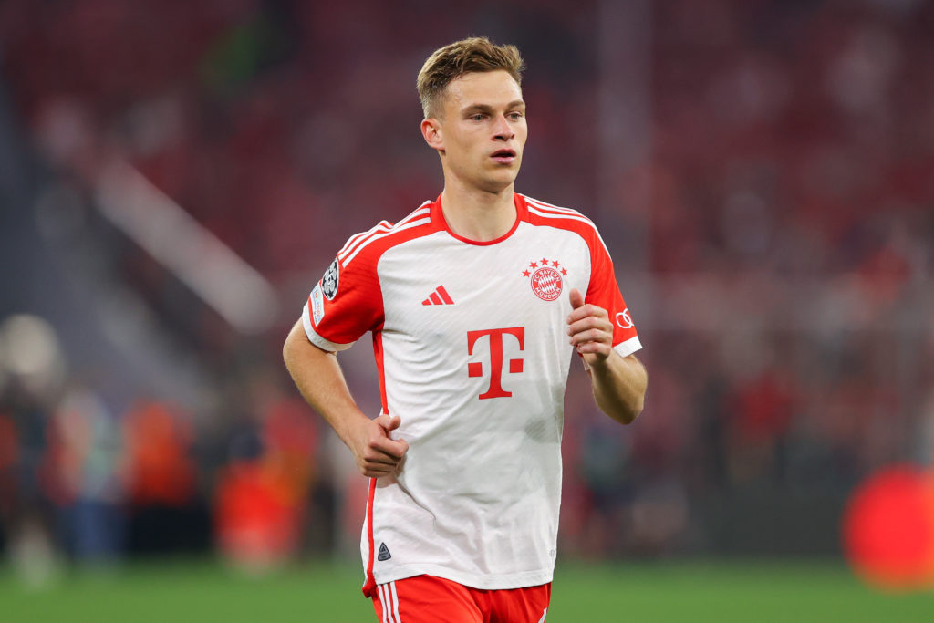 Joshua Kimmich of FC Bayern Munich during the UEFA Champions League semi-final first leg match between FC Bayern München and Real Madrid at Allianz...