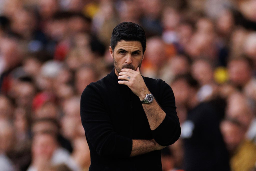 Mikel Arteta, Head Coach of Arsenal  during the Premier League match between Arsenal FC and AFC Bournemouth at Emirates Stadium on May 04, 2024 in ...