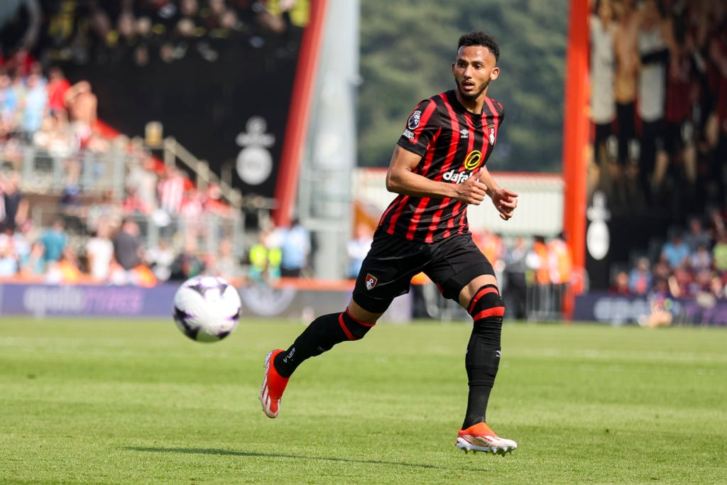 Lloyd Kelly of Bournemouth during the Premier League match between AFC Bournemouth and Brentford FC at Vitality Stadium on May 11, 2024 in Bournemo...