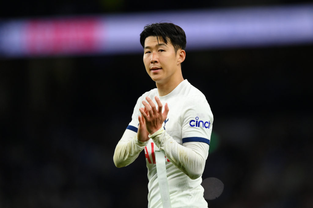 Son Heung-Min of Tottenham Hotspur applauds the fans after the team's defeat in the Premier League match between Tottenham Hotspur and Manchester C...