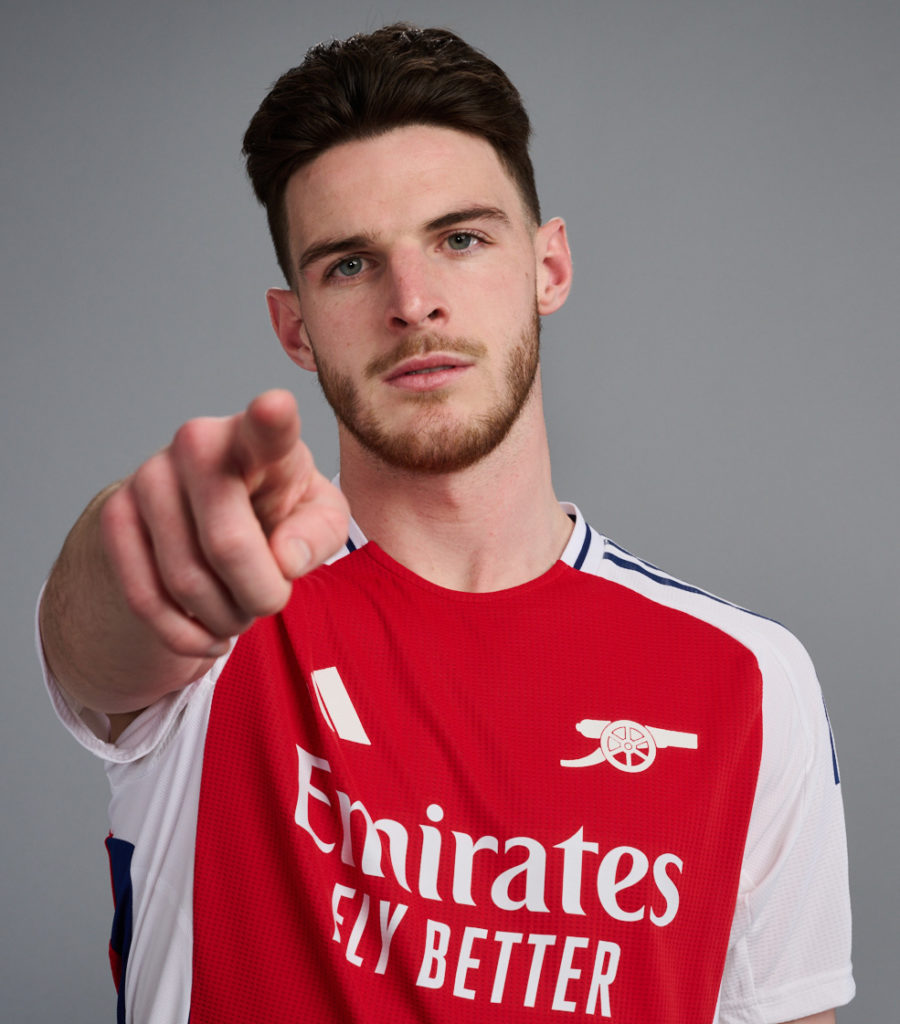 Declan Rice of Arsenal at the Sobha Realty training center on May 16, 2024 in St Albans, England.