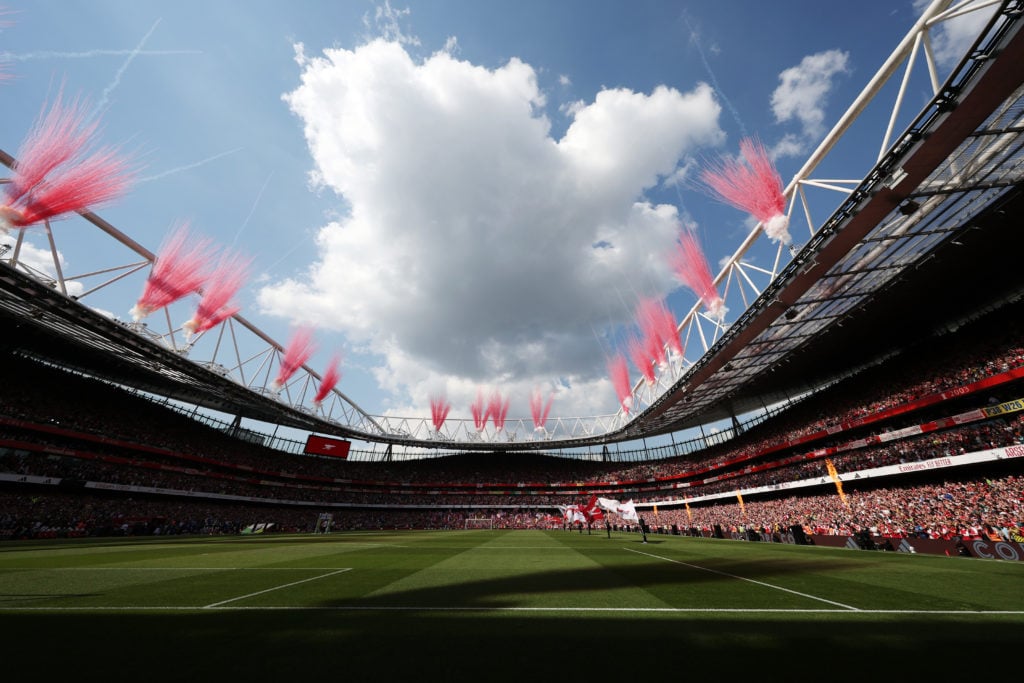 General view inside the stadium prior to the Premier League match between Arsenal FC and Everton FC at Emirates Stadium on May 19, 2024 in London, ...