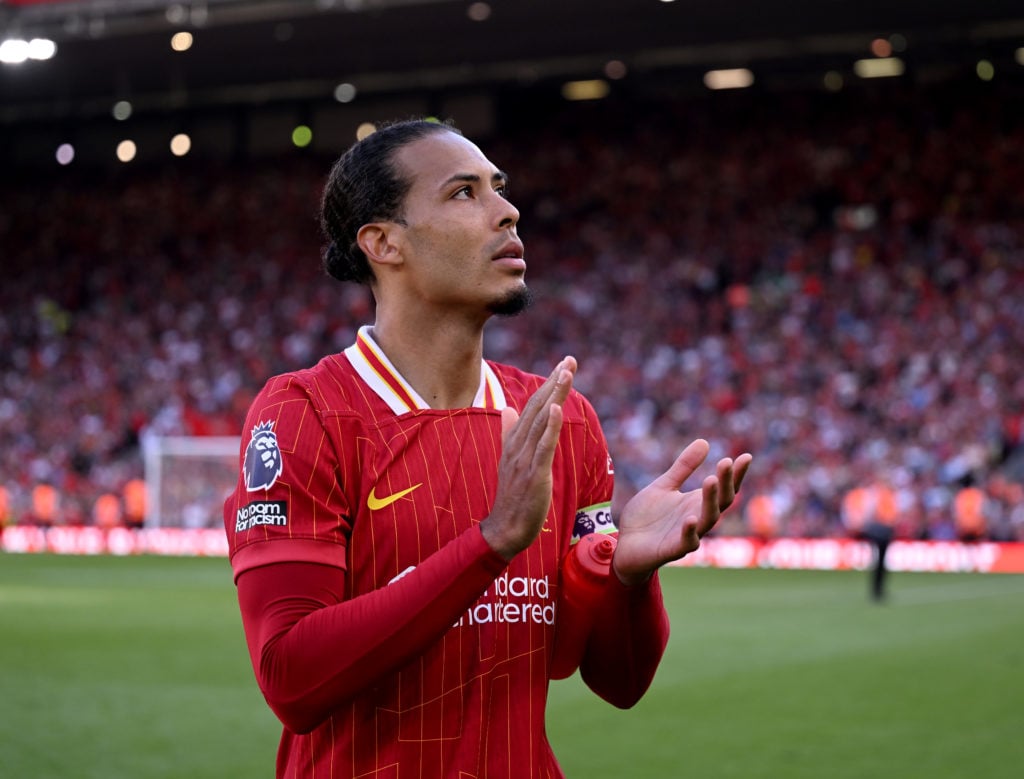 (THE SUN OUT, THE SUN ON SUNDAY OUT) Virgil van Dijk captain of Liverpool showing his appreciation to the fans at the end of the Premier League mat...