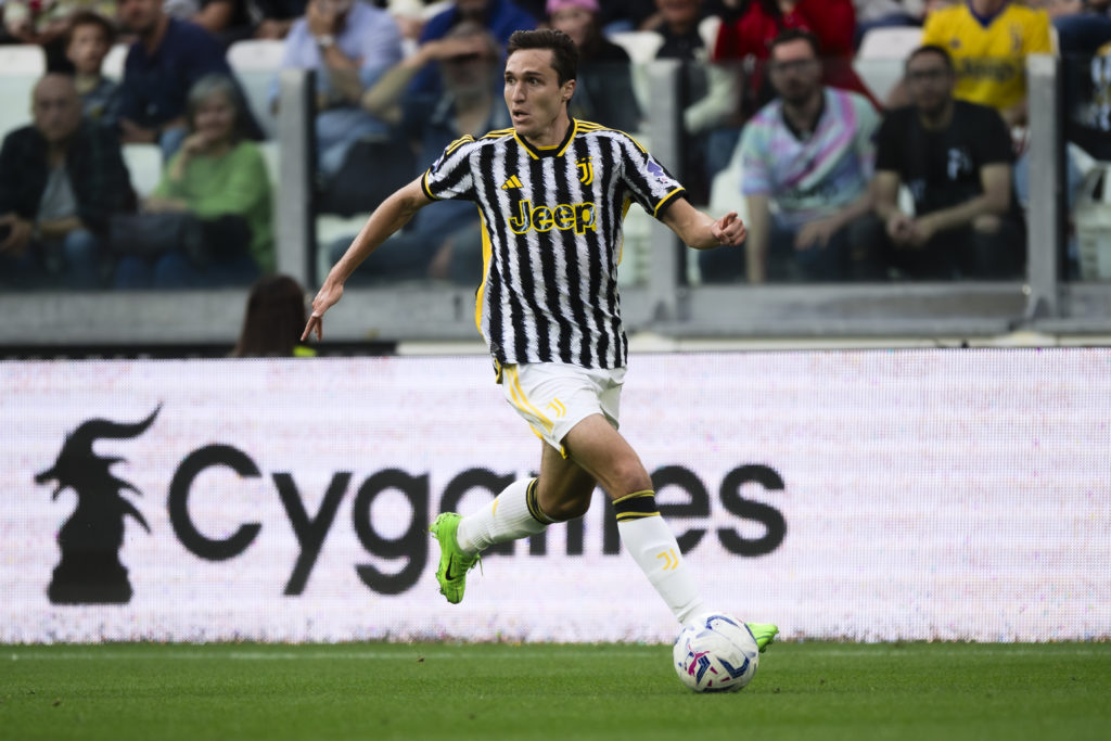 Federico Chiesa of Juventus FC in action during the Serie A
