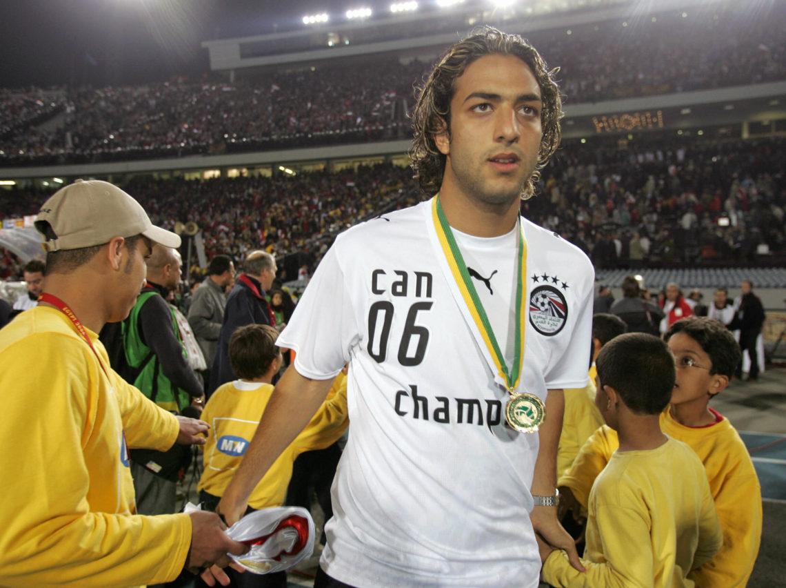 Egypt star striker Ahmed "Mido" Hossam (15), player in Tottenham (ENG) celebrates his team victory against the Ivory Coast Elephants 4-2 in penalti...