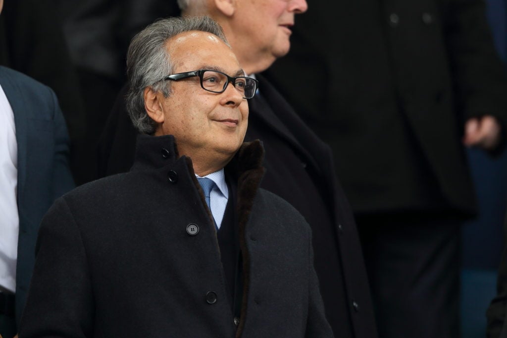 Farhad Moshiri who owns 49.9% stake in Everton looks on during the Premier League match between Everton and Arsenal at Goodison Park on October 22,...