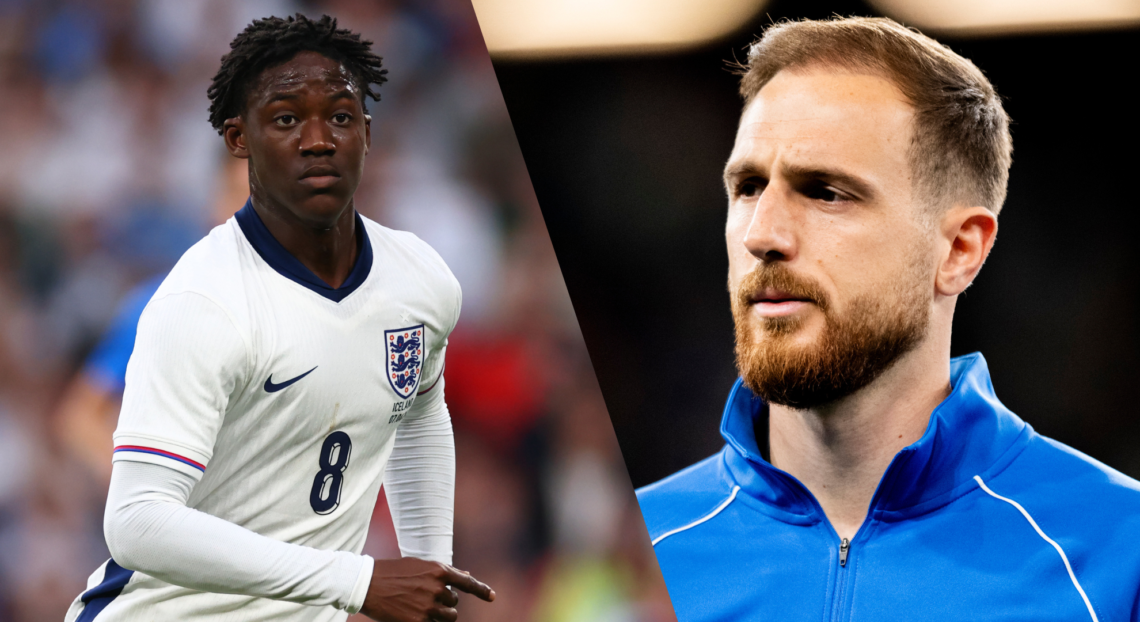 A composition of images that feature England midfielder Kobbie Mainoo and Slovenia goalkeeper Jan Oblak ahead of the final Group C match at Euro 2024.