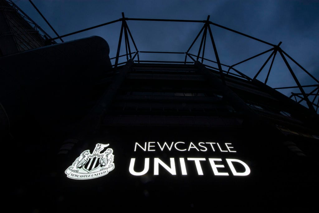 A General view of the outside of St James' Park, home of Newcastle United FC on October 14, 2021 in Newcastle, England