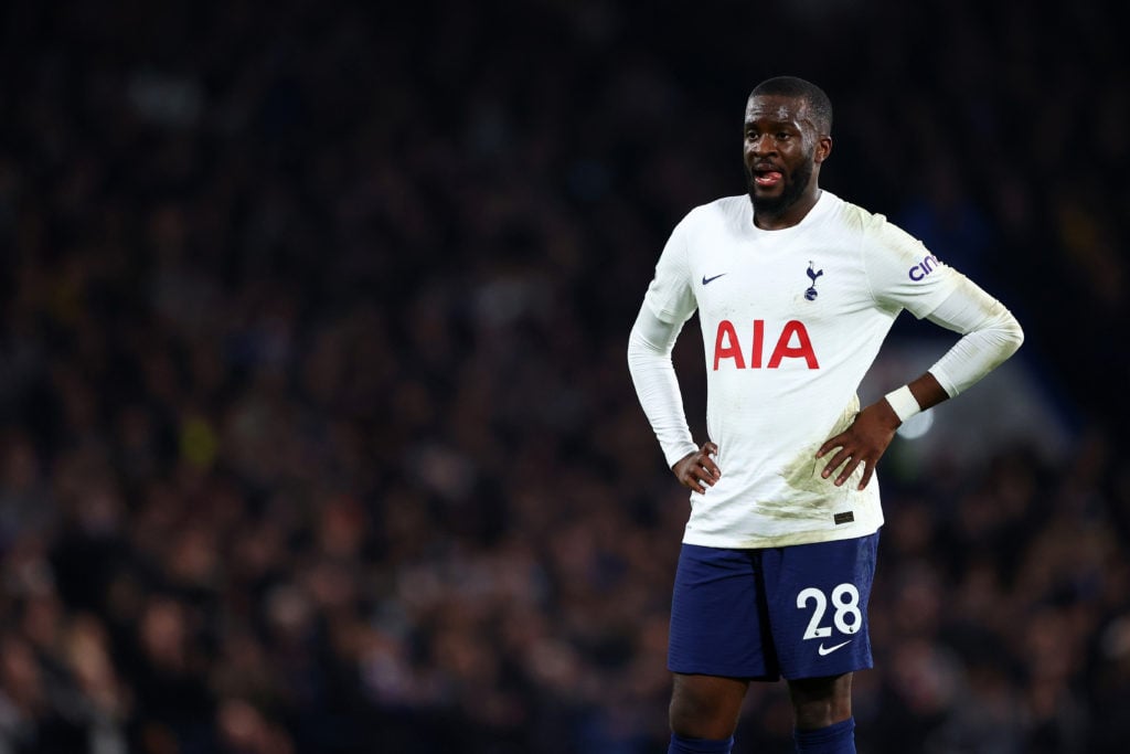 Tanguy Ndombele of Tottenham Hotspur looks on during the Carabao Cup Semi Final First Leg match between Chelsea and Tottenham Hotspur at Stamford B...