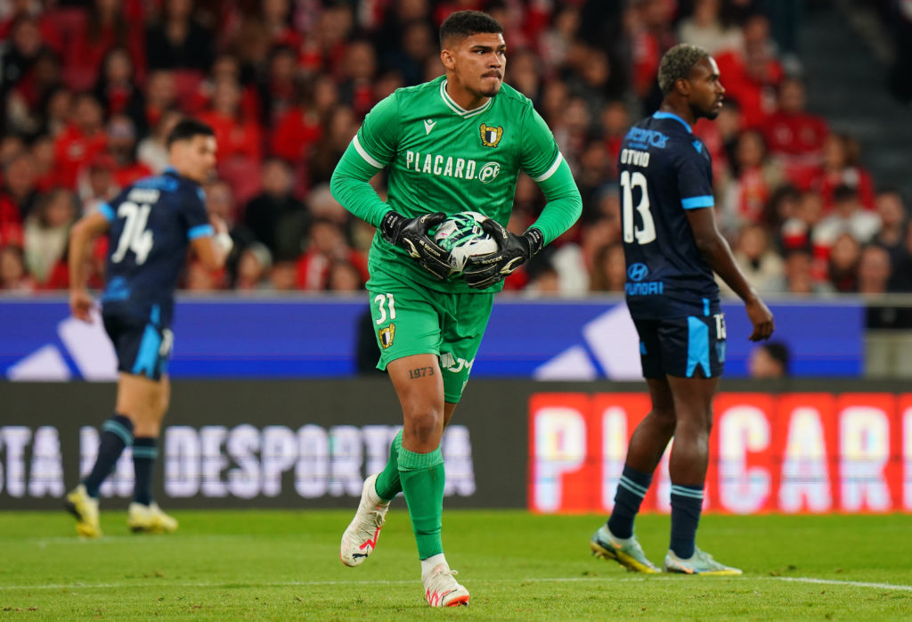 Luiz Junior of FC Famalicao in action during the Portuguese Cup match between SL Benfica and FC Famalicao at Estadio da Luz on November 25, 2023 in...