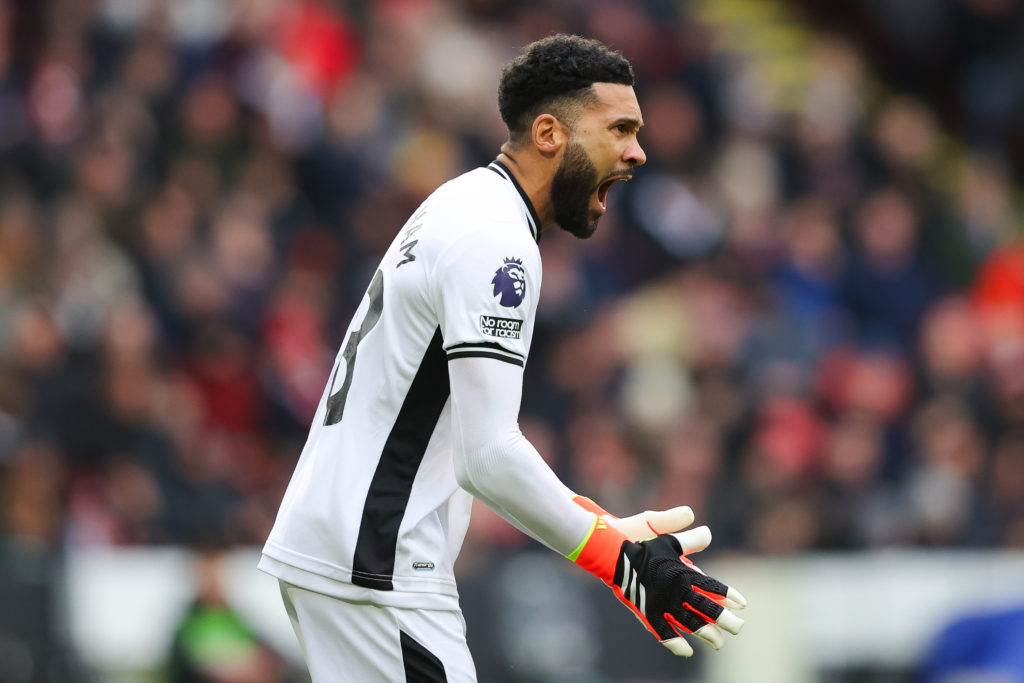 Wes Foderingham of Sheffield United during the Premier League match between Sheffield United and West Ham United at Bramall Lane on January 21, 202...