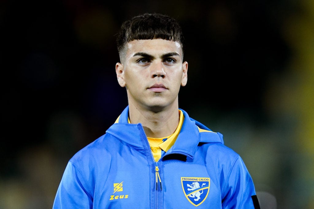 Enzo Barrenechea of Frosinone Calcio looks on during the Serie A TIM match between Frosinone Calcio and SS Lazio at Stadio Benito Stirpe on March 1...