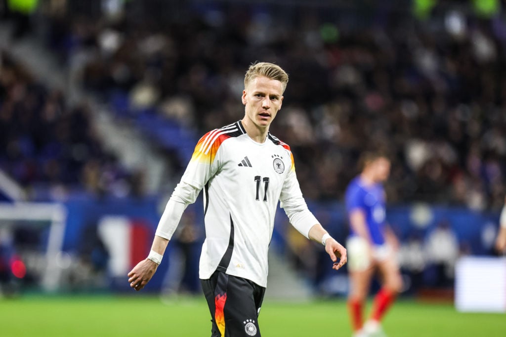 Chris FUHRICH of Germany during the International friendly match between France and Germany at Groupama Stadium on March 23, 2024 in Lyon, France.