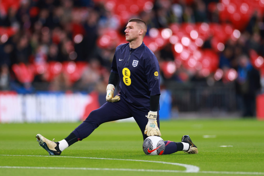 Sam Johnstone of England during the international friendly match between England and Brazil at Wembley Stadium on March 23, 2024 in London, England.