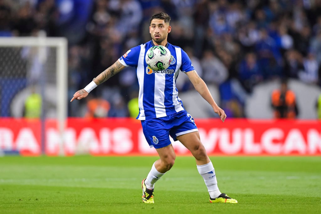 Alan Varela of FC Porto controls the ball during the Liga Portugal Bwin match between FC Porto and Sporting CP at Estadio do Dragao on April 28, 20...