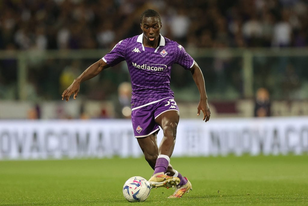 Michael Kayode of ACF Fiorentina in action during the Serie A TIM match between ACF Fiorentina and AC Monza at Stadio Artemio Franchi on May 13, 20...