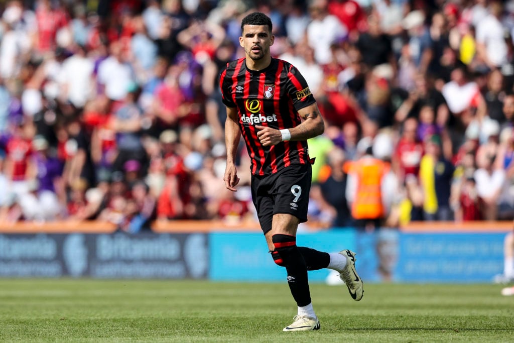 Dominic Solanke of Bournemouth during the Premier League match between AFC Bournemouth and Brentford FC at Vitality Stadium on May 11, 2024 in Bour...