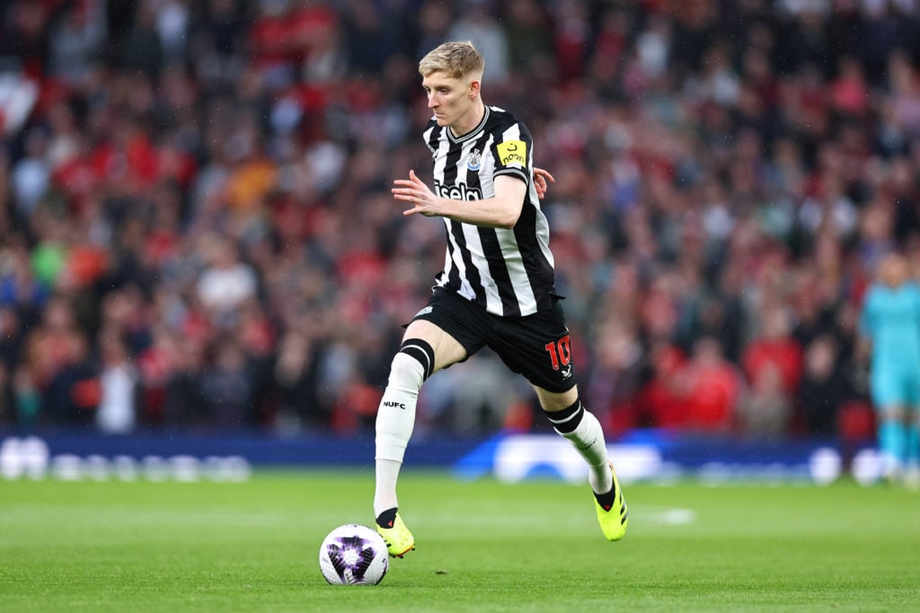Anthony Gordon of Newcastle United during the Premier League match between Manchester United and Newcastle United at Old Trafford on May 15, 2024 i...