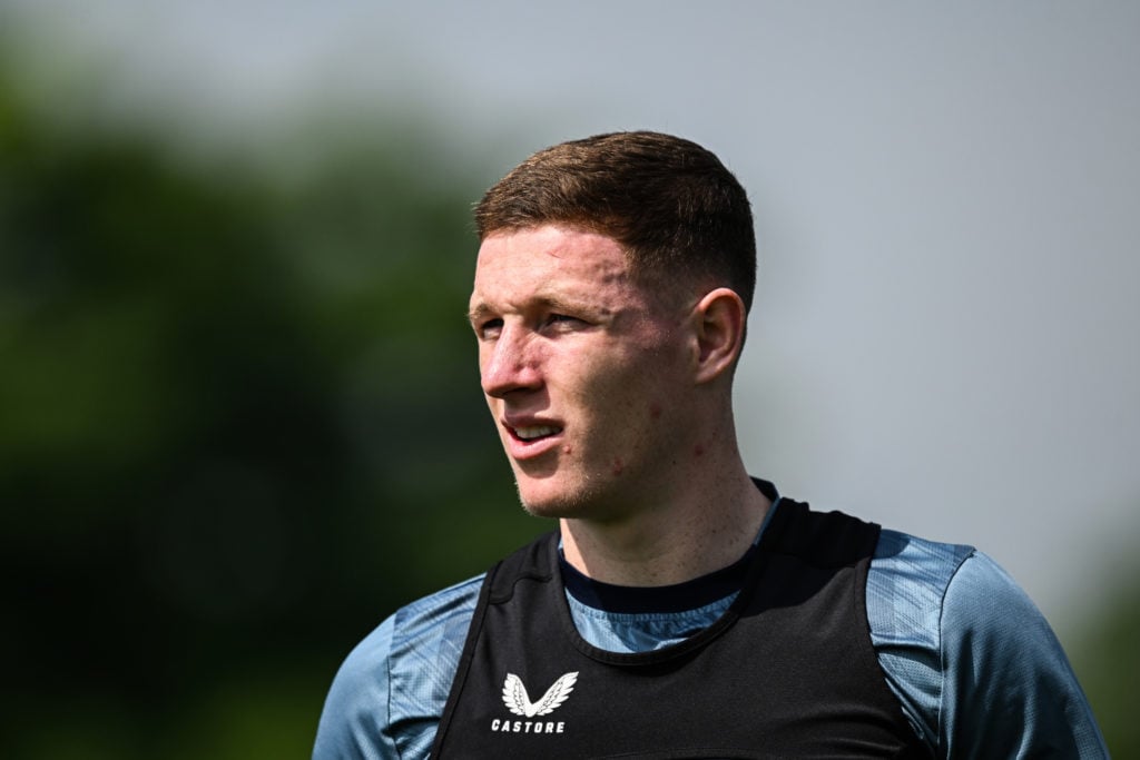 Elliot Anderson during the Newcastle United Training Session at the Newcastle United Training Centre on May 13, 2024 in Newcastle upon Tyne, England.