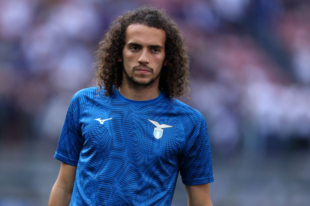 Matteo Guendouzi of Ss Lazio prepares before the Serie A TIM match between FC Internazionale and SS Lazio at Stadio Giuseppe Meazza on May 19, 202...