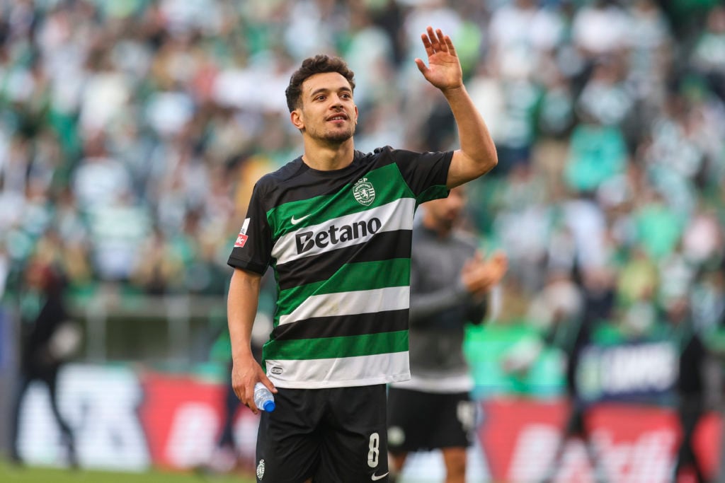 Pedro Goncalves of Sporting CP thanks the supporters after the Liga Portugal Bwin match between Sporting CP and GD Chaves at Estadio Jose Alvalade ...