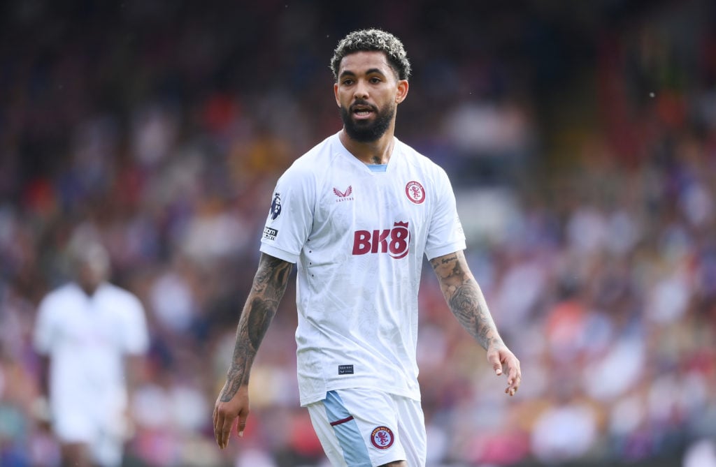 Douglas Luiz of Aston Villa looks on during the Premier League match between Crystal Palace and Aston Villa at Selhurst Park on May 19, 2024 in Lon...