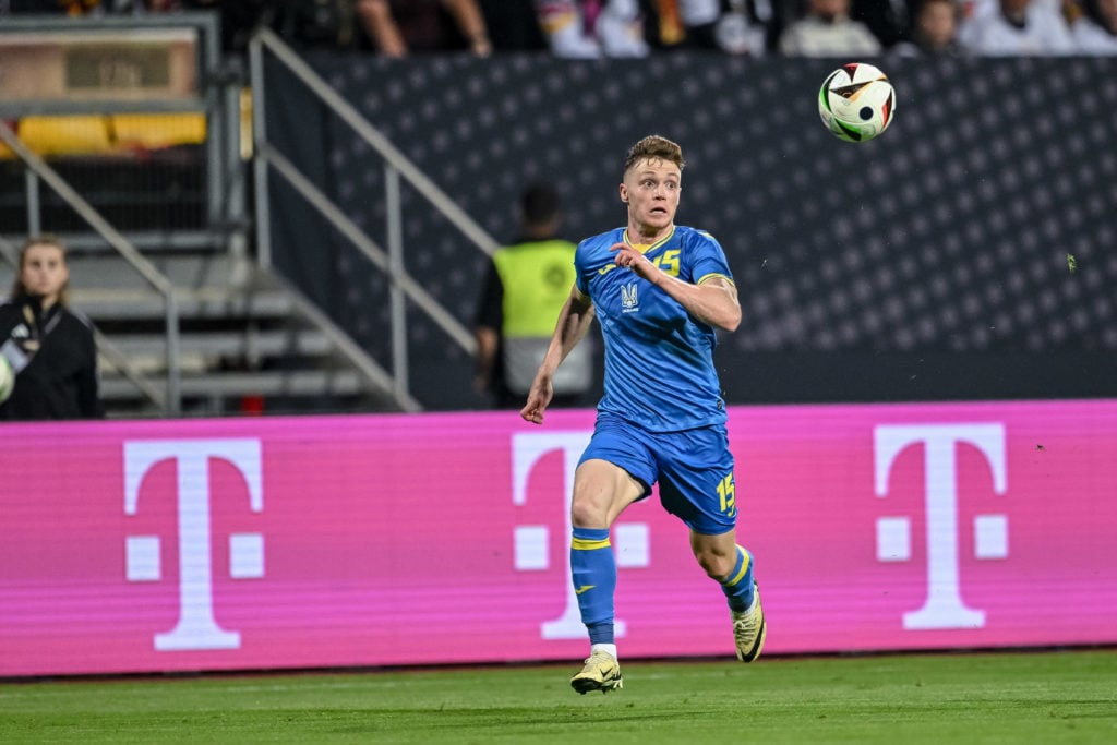 Viktor Tsygankov of Ukraine controls the Ball during the international friendly match between Germany and Ukraine at Max-Morlock-Stadion on June 3,...
