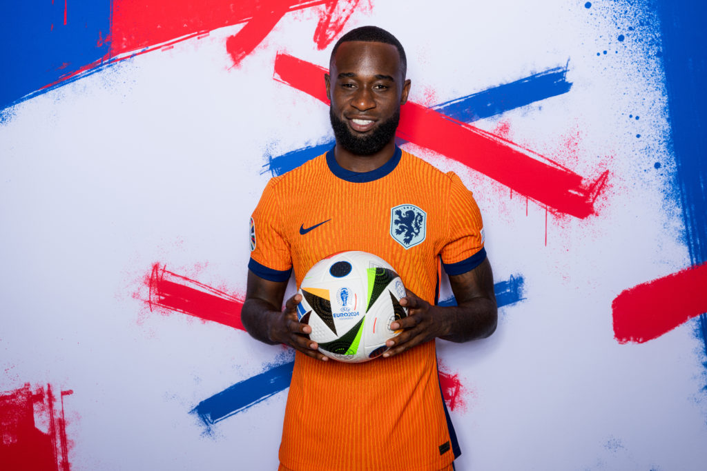 Lutsharel Geertruida of Netherlands poses for a portrait during the Netherlands Portrait session ahead of the UEFA EURO 2024 Germany on June 03, 20...