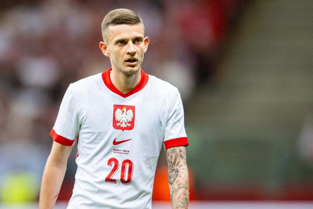 Sebastian Szymanski of Poland looks on during the international friendly match between Poland and Turkyie at Stadion Narodowy on June 10, 2024 in W...
