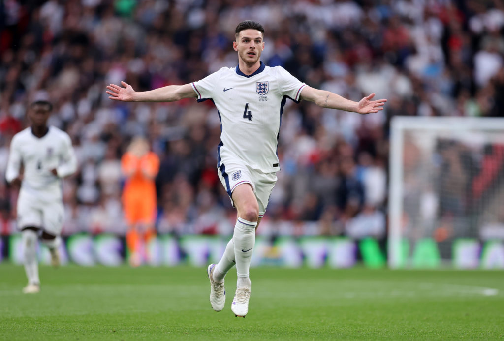 Declan Rice of England during the international friendly match between England and Iceland at Wembley Stadium on June 07, 2024 in London, England.