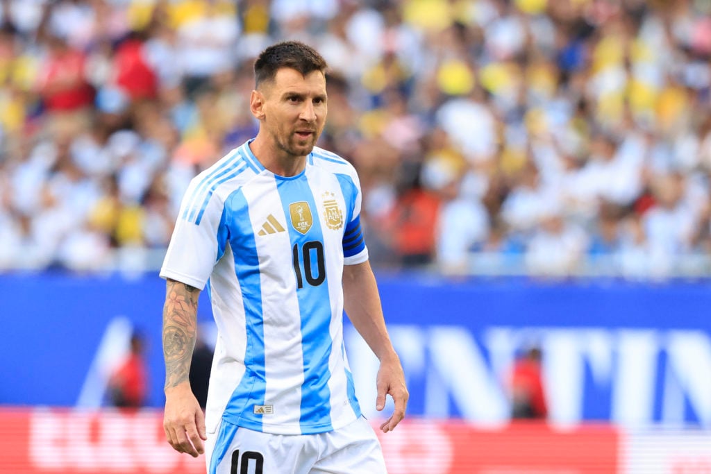 Lionel Messi #10 of Argentina looks on during the second half in the game against Ecuador at Soldier Field on June 09, 2024 in Chicago, Illinois.