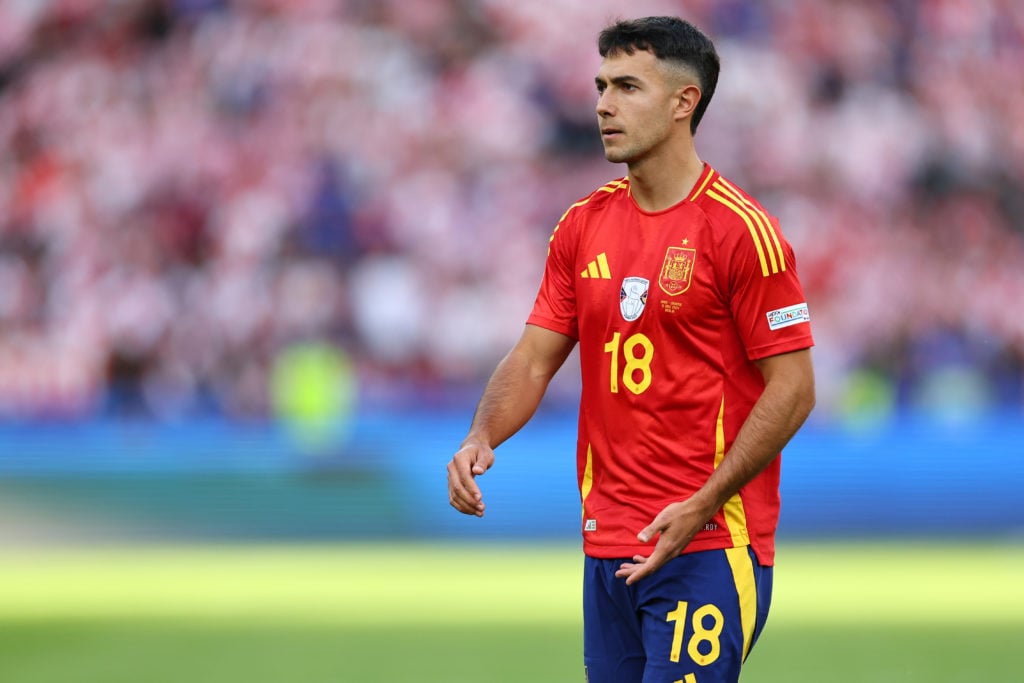 Martin Zubimendi of Spain during the UEFA EURO 2024 group stage match between Spain and Croatia at Olympiastadion on June 15, 2024 in Berlin, Germany.