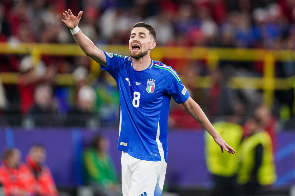 Jorge Luiz Frello Filho of Italy looks up during the Group B - UEFA EURO 2024 match between Italy and Albania at Signal Iduna Park on June 15, 2024...