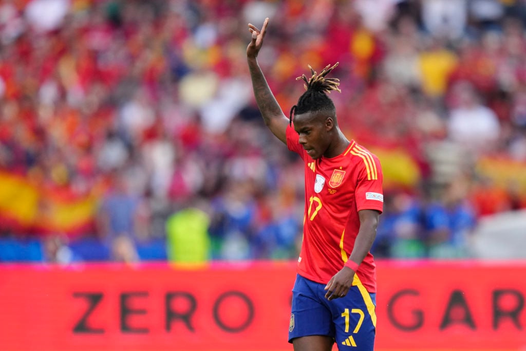 Nico Williams left winger of Spain and Athletic Club Bilbao during the UEFA EURO 2024 group stage match between Spain and Croatia at Olympiastadion...