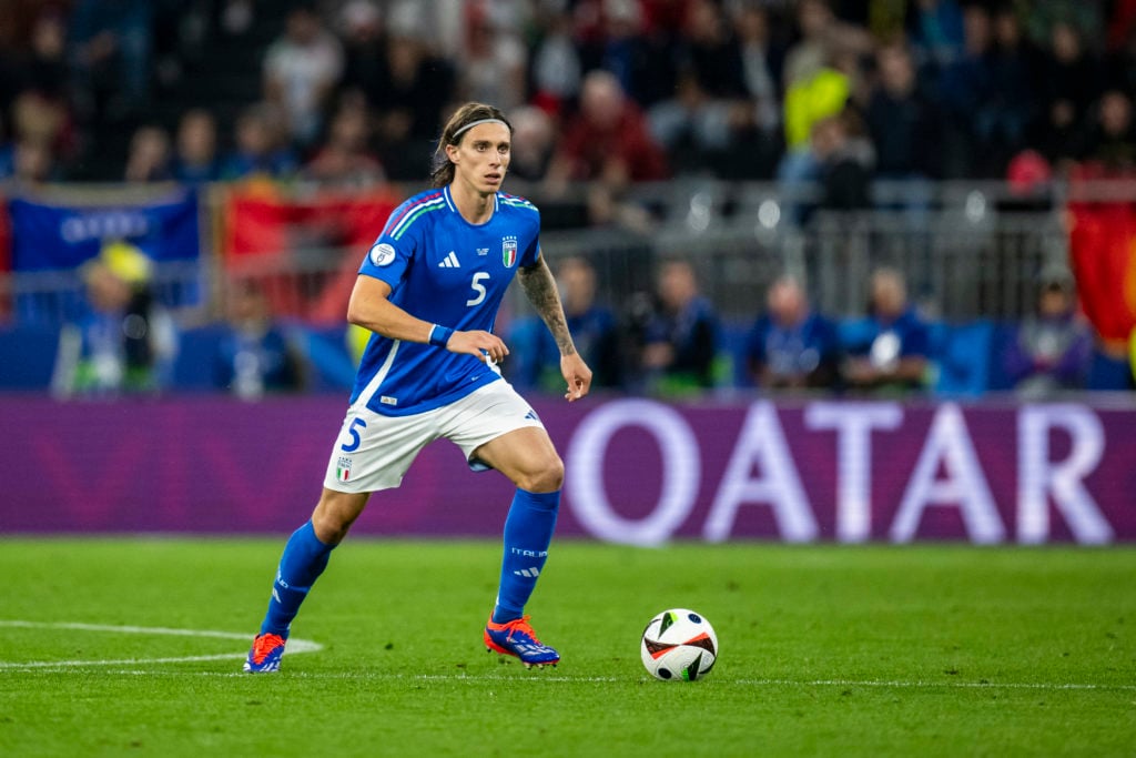 Riccardo Calafiori of Italy in action during the UEFA EURO 2024 group stage match between Italy and Albania at Football Stadium Dortmund on June 15...