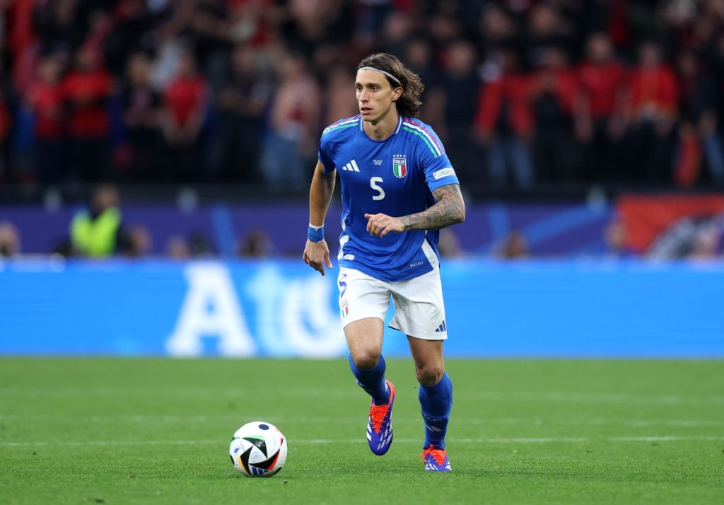 Riccardo Calafiori of Italy controls the ball during the UEFA EURO 2024 group stage match between Italy and Albania at Football Stadium Dortmund on...