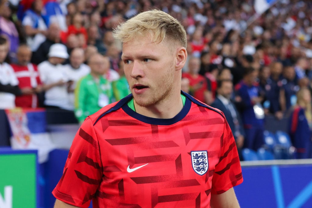 Aaron Ramsdale of England during the UEFA EURO 2024 group stage match between Serbia and England at Arena AufSchalke on June 16, 2024 in Gelsenkirc...