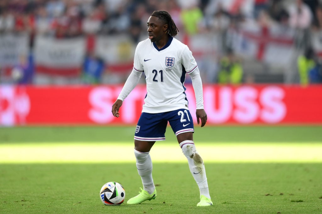 Eberechi Eze of England during the UEFA EURO 2024 group stage match between Denmark and England at Frankfurt Arena on June 20, 2024 in Frankfurt am...