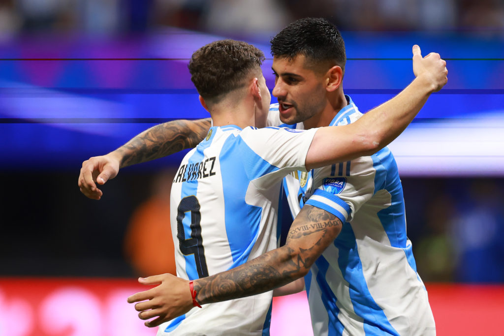 Giovani Lo Celso reacts after what Cristian Romero did for Argentina at the Copa America last night