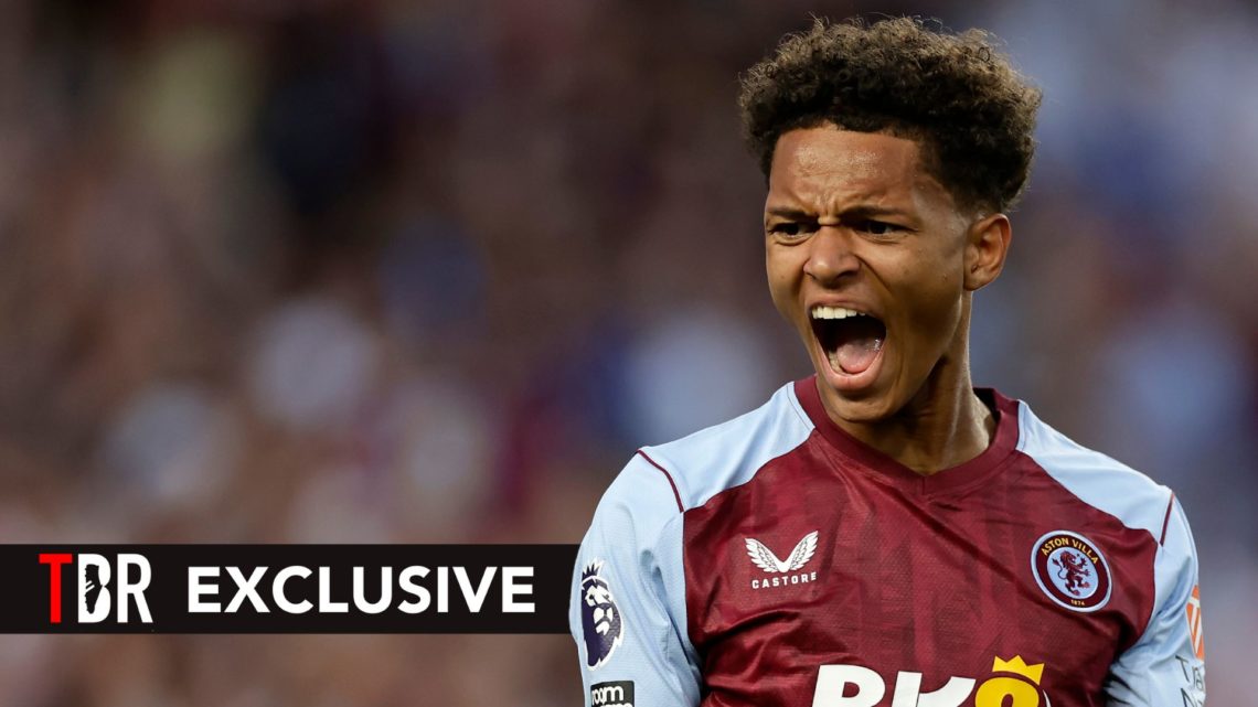 Omari Kellyman #71 of Aston Villa reacts after a goal.