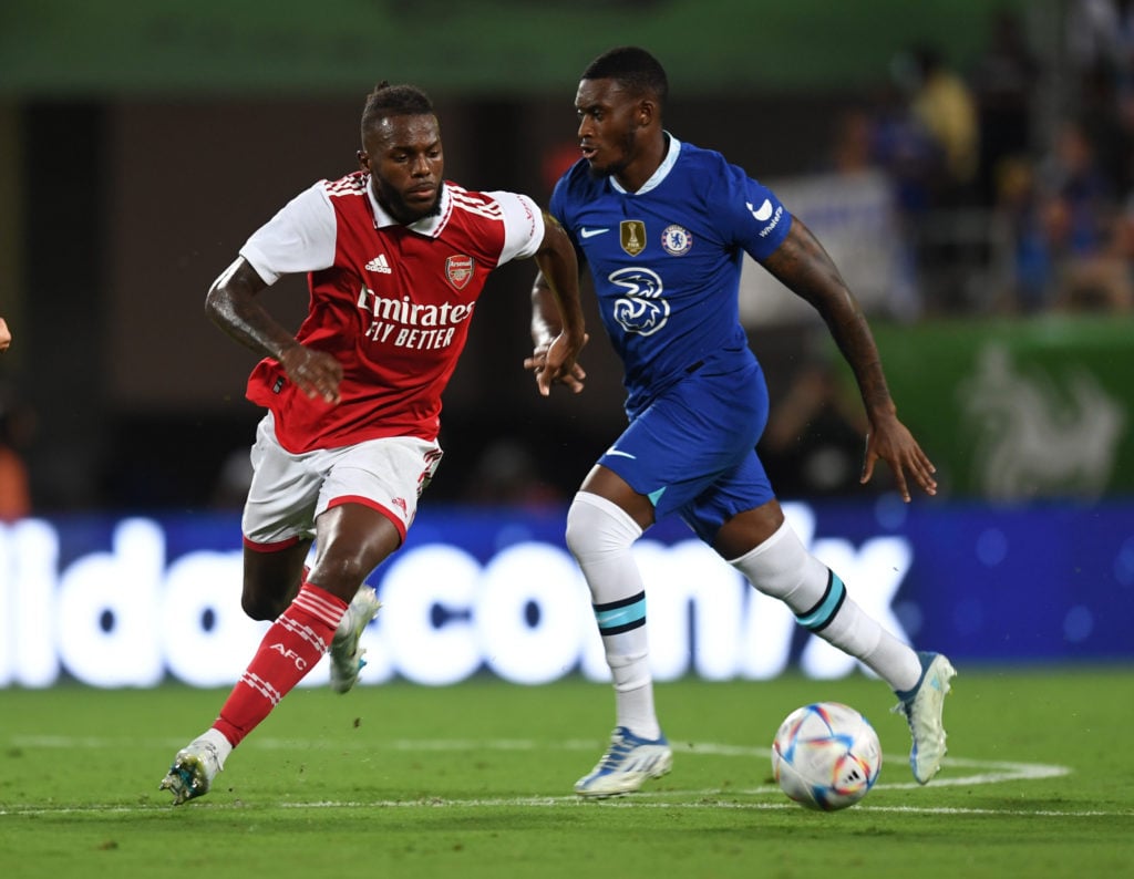 Nuno Tavares of Arsenal during a pre season friendly between Chelsea and Arsenal at Camping World Stadium on July 23, 2022 in Orlando, Florida.