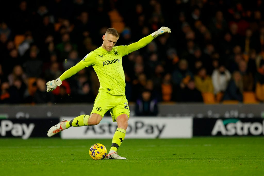 Daniel Bentley of Wolverhampton Wanderers kicks the ball during the Premier League match between Wolverhampton Wanderers and Burnley FC at Molineux...