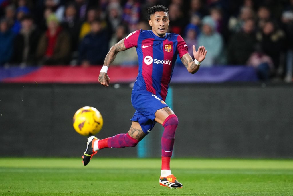 Raphael Dias Belloli Raphinha of FC Barcelona during the La Liga EA Sports match between FC Barcelona and Granada CF, date 24, played at Lluis Comp...